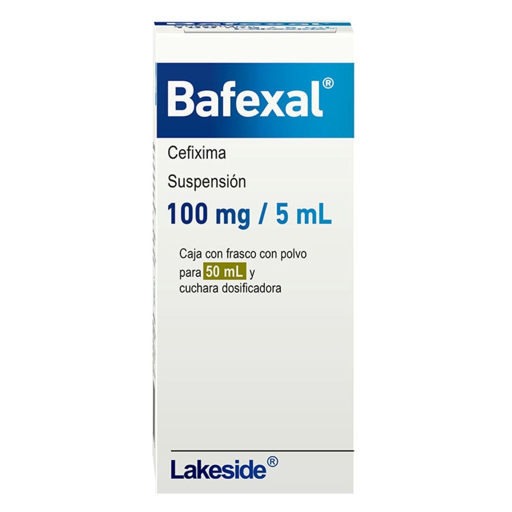 Bafexal Lakeside Cefixima Suspensión 100 mg/5 ml Frasco Con Polvo Para 50 ml