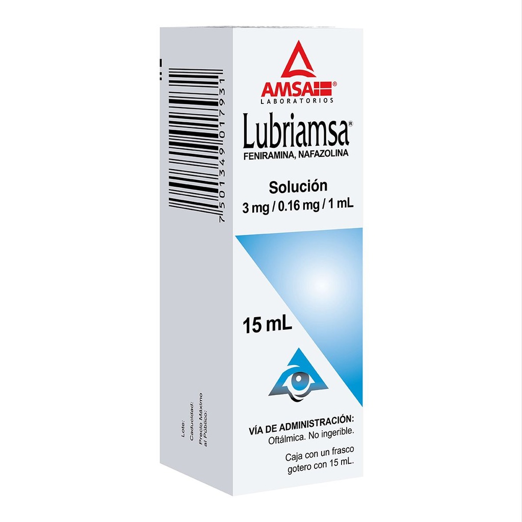 Lubriamsa Feniramina/Nafazolina 3 Mg Solución Oftálmica 15 Ml Genérico Amsa