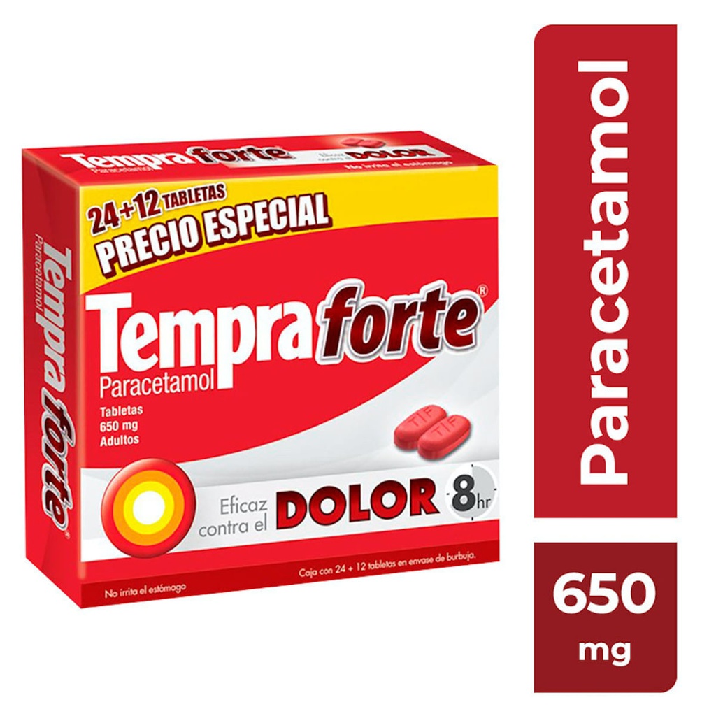 TEMPRA FORTE 650MG 24+12 TAB