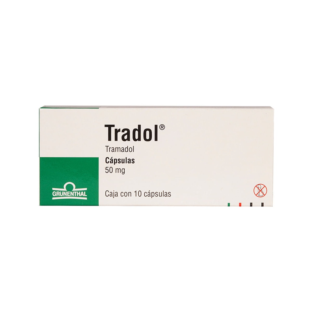 Tradol Tramadol Grunenthal Caja Con 10 Cápsulas De 50 mg