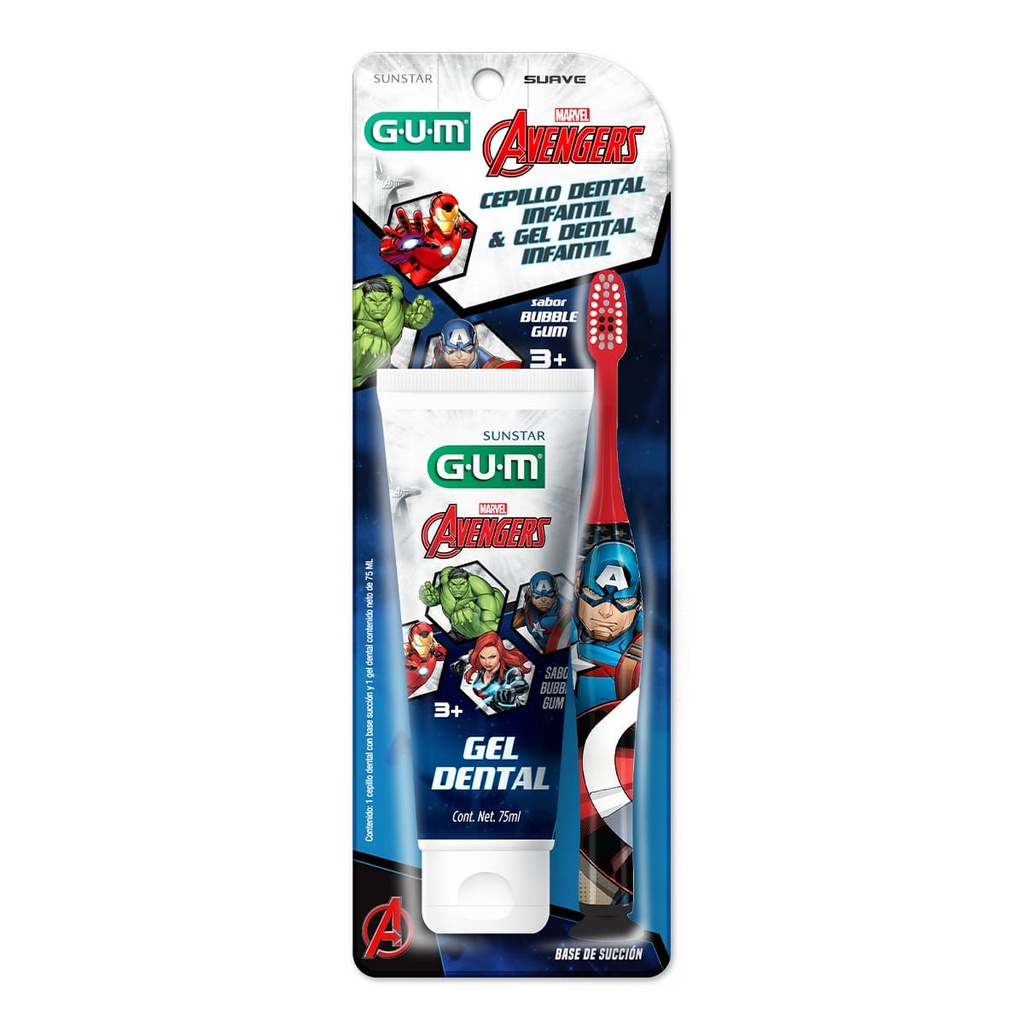 Kit Infantil Avengers  Gum PastaSabor Bubble Y Cepillo Infantil
