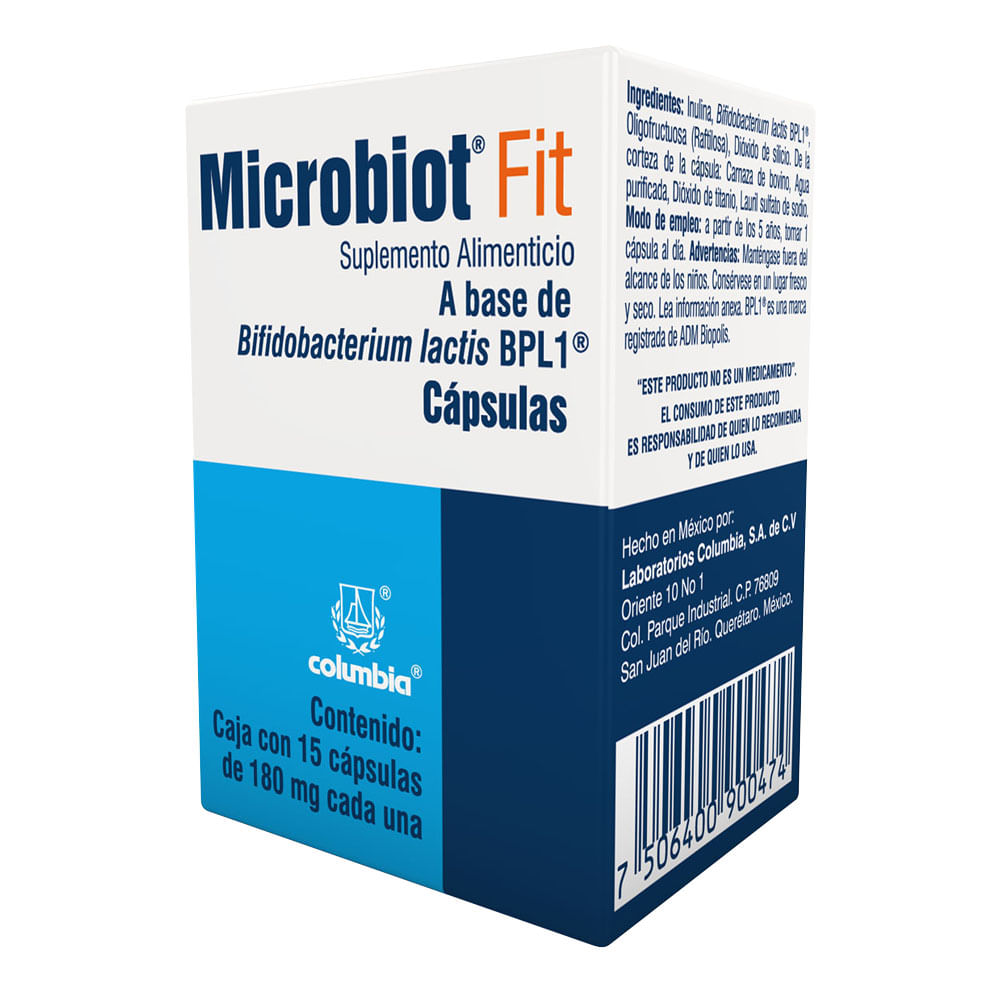 Microbiot Fit Suplemento Alimenticio 15 Cápsulas