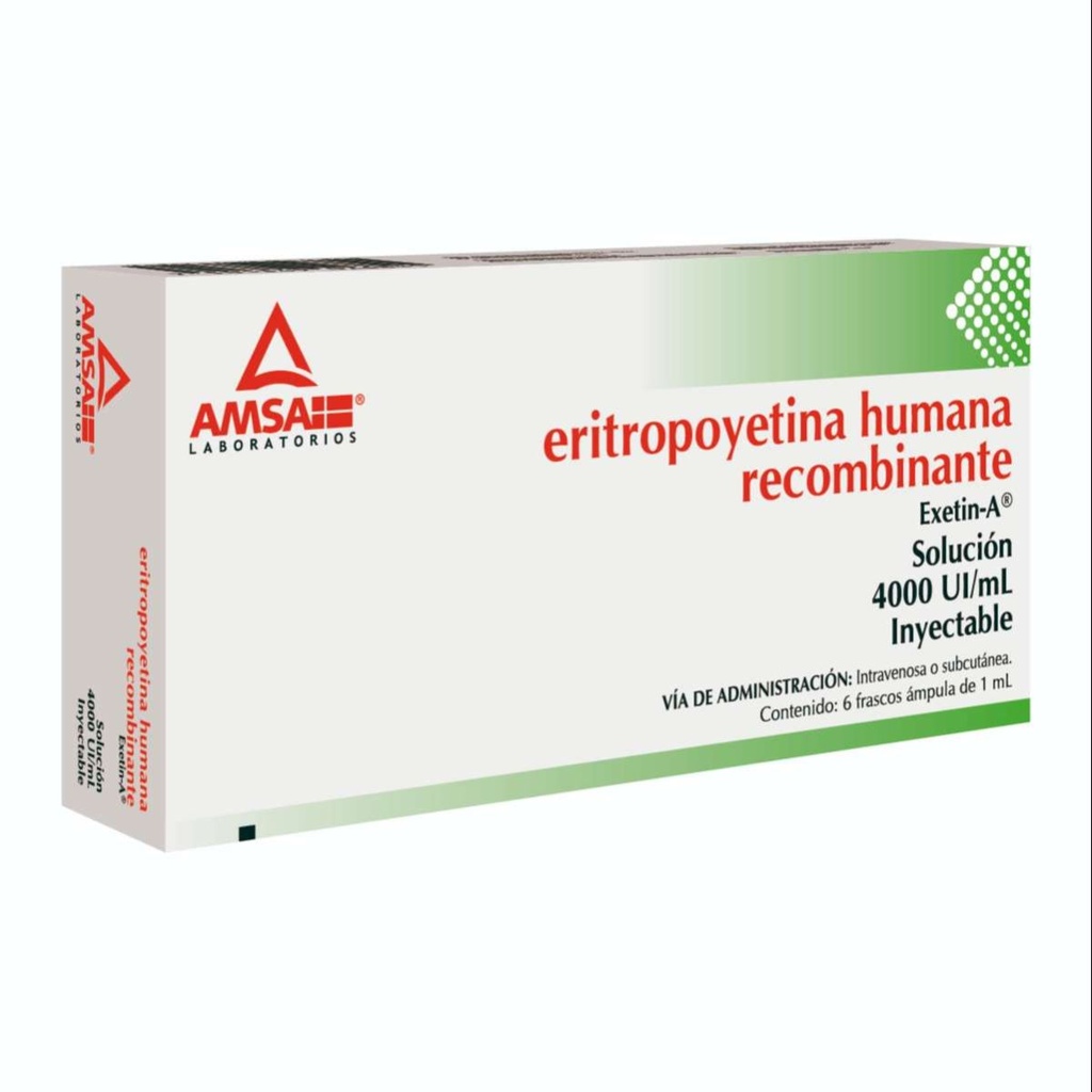 Eritropoyetina Humana Recombinante Solución Inyectable 4000 UI Ml 6 Frascos Ámpula Genérico Amsa