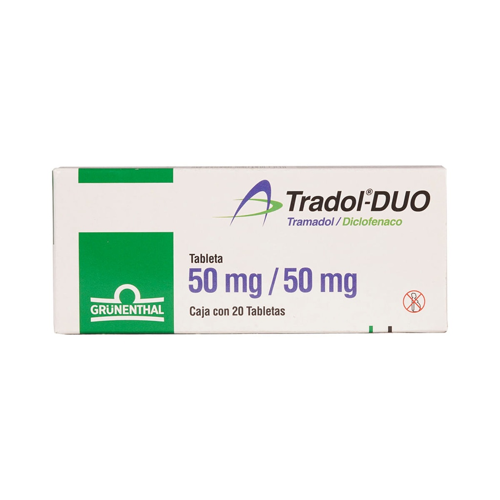 Tradol-Duo Grunenthal Tramadol / Diclofenaco Caja Con 20 Tabletas De  50mg/ 50mg